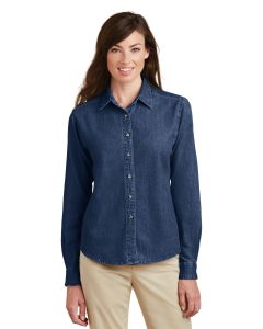 Port & Company® Ladies Long Sleeve Value Denim Shirt