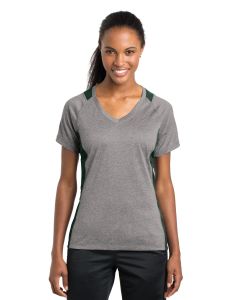 Sport-Tek® Ladies Heather Colorblock Contender ™  V-Neck Tee