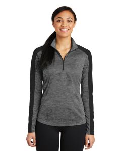 Sport-Tek® Ladies PosiCharge ®  Electric Heather Colorblock 1/4-Zip Pullover