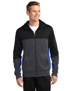 Sport-Tek® Tech Fleece Colorblock Full-Zip Hooded Jacket